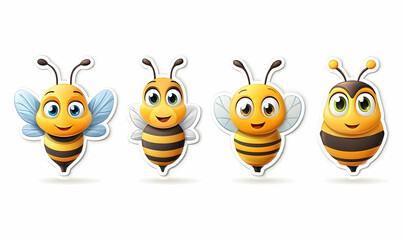Collection of Cute Brightly Colored Bee Emojis for Fun Designs