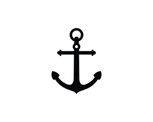 Anchor icon. Nautical anchor symbol for Marine, sailing, ship, boat or sea transportation. Vintage anchor silhouette icon isolated on white background © Daily Beaters Studio