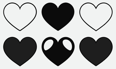 set of black and white hearts