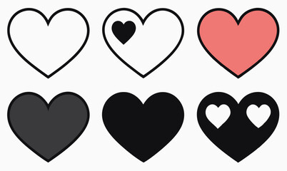 set of black and white hearts