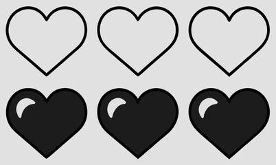vector illustration of a set of hearts