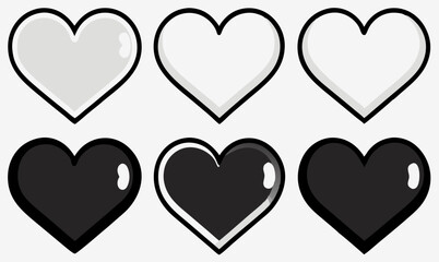 set of vector hearts on white