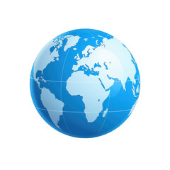 A vibrant, stylized globe depicting Earth, showcasing continents in blue and green, ideal for educational materials and global awareness campaigns , isolated on white or transparent png