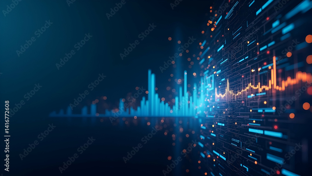 Poster professional photographic depiction showcasing dynamic data science environment blending cuttingedge
