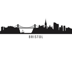 Bristol Skyline Silhouette with England Cityscape.