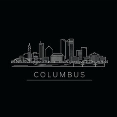 Columbus Ohio Skyline Cityscape Icon Line Art.