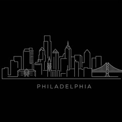 Fototapeta premium Philadelphia Skyline Minimalist Line Art.