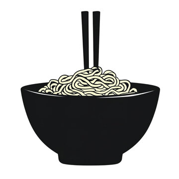 recommend clip art: Bowl of noodles with chopsticks vector illustration asian food ramen soup japanese cuisine graphic design 100