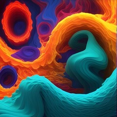 Vibrant 3D Abstract Dreamscapes Background. Texture.