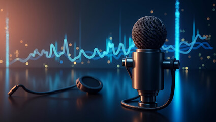 Expert podcast branding elevates audio presence by integrating cohesive visual motifs and strategic marketing insights for robust identity development in  Photo Stock  Concept  and empty space on the 
