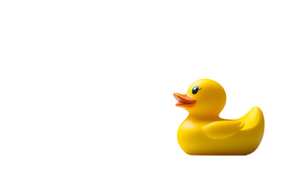 Fototapeta premium Yellow rubber duckling against black background