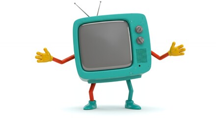 Animated retro tv character for marketing media