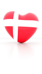 Obraz premium I Love Denmark: Nordic 8K 3D Dannebrog Heart with Viking Heritage & Hygge in Minimalist Light