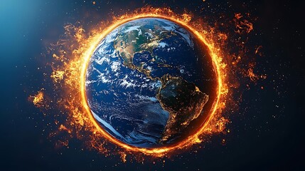 Obraz premium Earth engulfed in fiery flames, a visual representation of global warming.