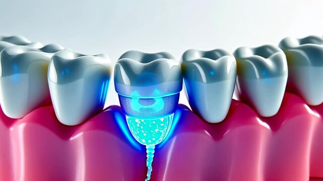 Crown dental, tooth restoration, dental repair. Oral health. Enamel strengthens with fluoride treatment. Implant success depends on bone integration. Gum health boosts overall wellness.