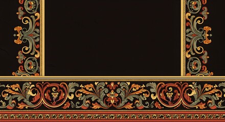 Obraz premium Elegant Black and Gold Decorative Border Design Ornate Flourishes and Vintage Scrollwork for Artistic Projects