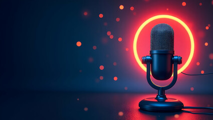 Design a compelling podcast promotional banner featuring bold graphics modern typography and striking visuals that capture the brand essence and drive audience engagement. in  Photo Stock  Concept  an