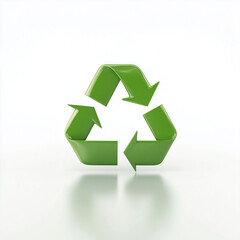 Obraz premium A vibrant green recycling symbol, representing hope for a sustainable future and environmental responsibility, rendered with sleek, glossy 3D design.