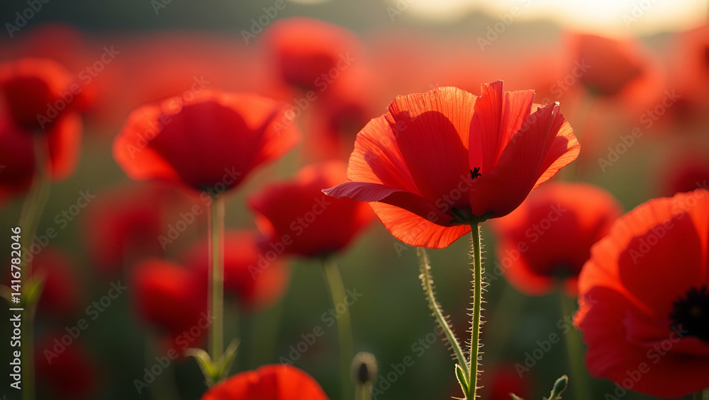 Poster memorial day poppies: a striking photo stock image symbolizing remembrance and national pride with a