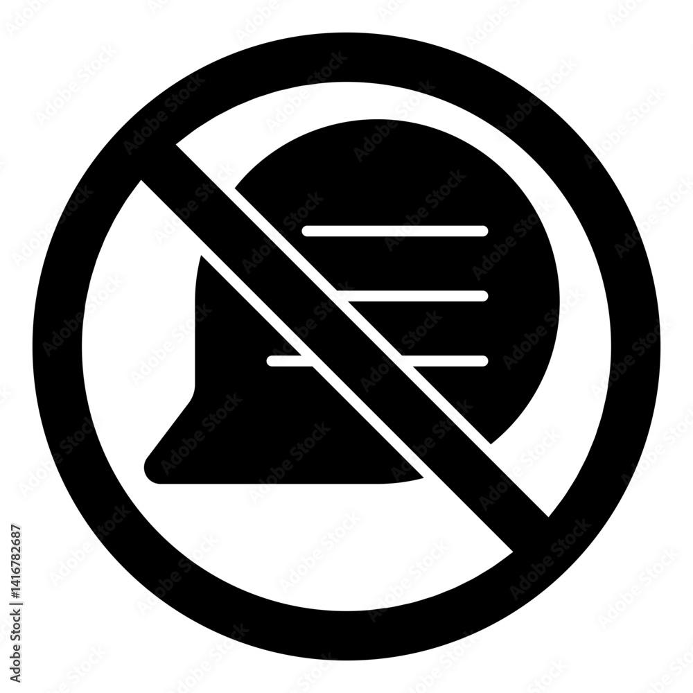 Poster message bubble ban solid icon, prohibited elements concept. vector graphics. speech bubble, communic