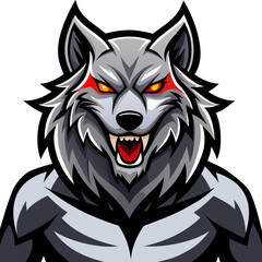 Fototapeta premium Black wolf head mascot illustration, werewolf, logo, transparent image, tattoo element