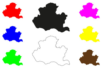 Khandwa city (Republic of India, State of Madhya Pradesh) map vector illustration, scribble sketch Khandwa map