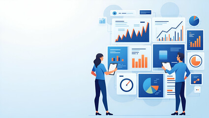 Dynamic Data Analytics Dashboard Design: Cohesive Layout & Interactive Elements for Corporate Visuals with Refined Imagery and Empty Space