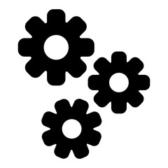 Cogwheel mechanism solid icon, car service concept. Vector graphics. Mechanic gear pairing sign on white background, glyph style mobile or design.