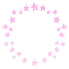 Pink watercolor star round frame