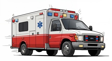 Fast emergency medical vehicle illustration