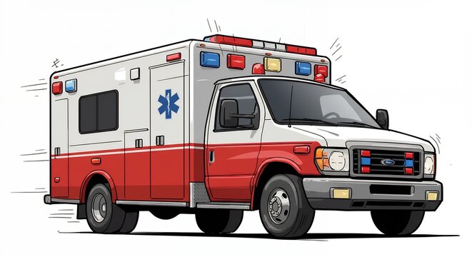 Fast emergency medical vehicle illustration
