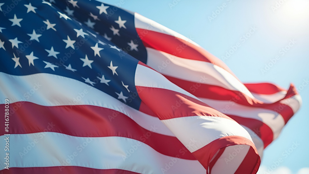 Poster vibrant memorial day flags: dynamic stock images celebrating national unity and patriotic symbolism 