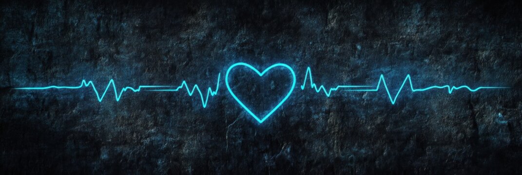 Luminous lifeline, A pulsing heartbeat over textured darkness