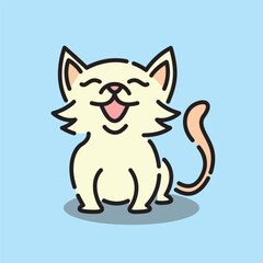 Cheerful cartoon-style kitten with a happy smile. This cute high resolution vector is ideal for children's content, greeting cards, and nursery art.