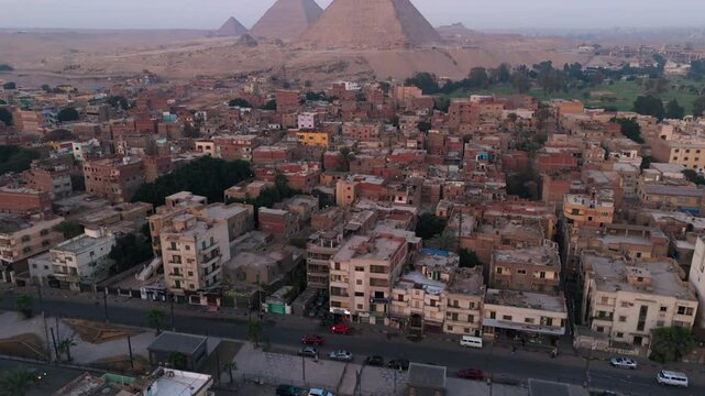 Drone Shot Of Pyramids At The Giza Plateau In Cairo Egypt