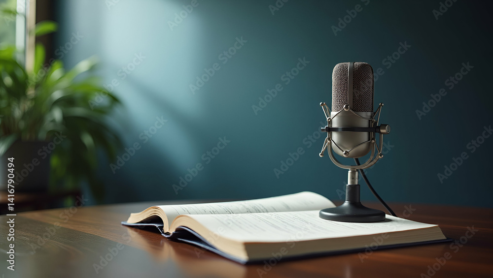 Poster innovative podcast script writing emphasizes structured narrative development and articulate dialogu