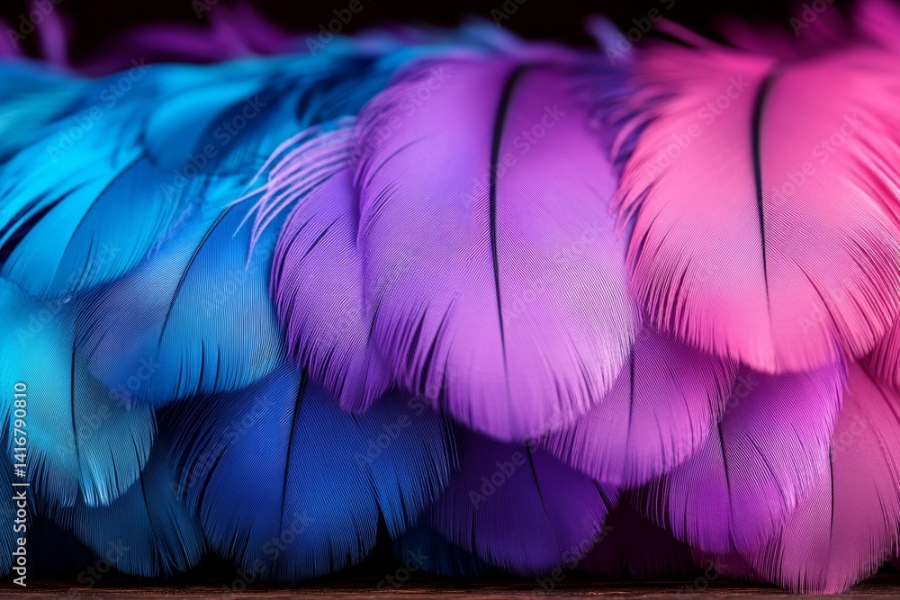 Aufkleber collection of colorful feathers with a blue and pink feather in the middle. the feathers are arrange