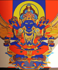 Majestic Deity: A striking representation of a deity, depicted in vibrant colors, radiating a sense of power, wisdom, and serenity.