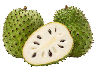 Soursop (Graviola) fruit isolated on white background. Suitable for marketing or business purposes. PNG file