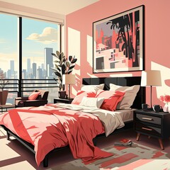 Modern Bedroom Interior with Clean Lines and Flat Style