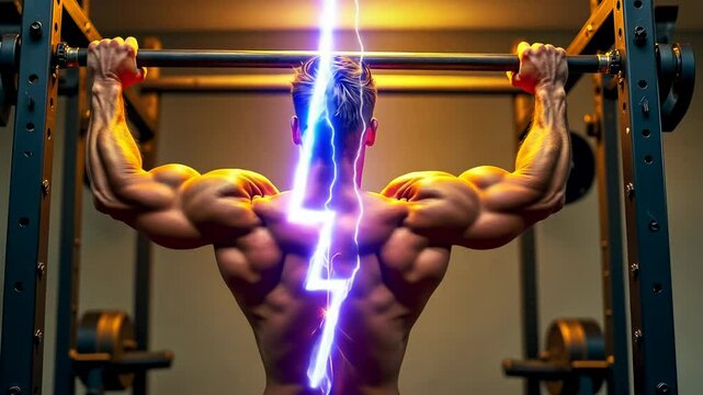 Muscles big, strength training, fitness routine. Muscle health. Nerves stimulate muscle growth. Tendons support joint movement. Exercise improves body stamina.