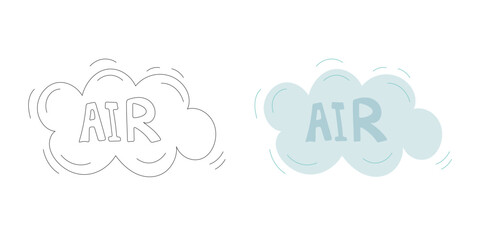Playful air lettering inside a light cloud with wind swirls and sketchy outline, perfect for eco designs, weather themes, and environmental illustrations.