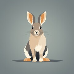Obraz premium Minimalistic Rabbit Design in Dark Palette with Flat Style