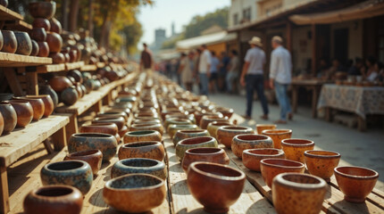 Elegant hand-painted floral bowl on rustic wooden surface