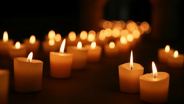 Resplendent candle procession exhibiting graceful lit displays reflective rituals and evocative nighttime vigils that honor sacred memories and preserve a divine legacy with poise in  Photo Stock  Con