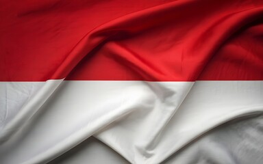 Realistic Close-Up of the Indonesia Flag Isolated on White Background – Detailed Fabric Featuring Red and White Horizontal Stripes Representing the National Identity, Patriotism, and Cultural Symbol o