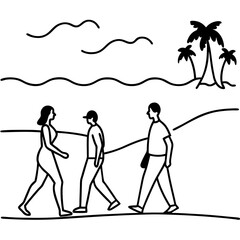 Beach Walk Bliss Vector – Serene AI Graphic Design for Summer Vibes