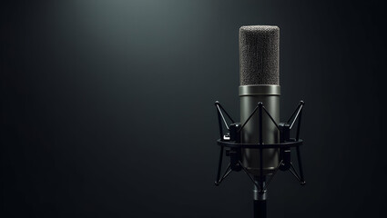 State-of-the-Art Podcast Microphone: Sleek Design & Exceptional Sound Capture for Professional Broadcast Excellence - Photo Stock Concept