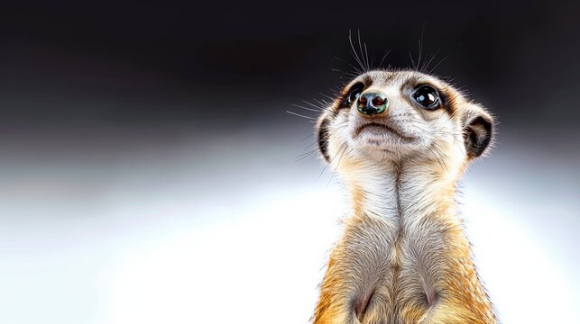 Baby kangaroo with a black nose and brown fur. It is looking up at the camera - Powered by Adobe