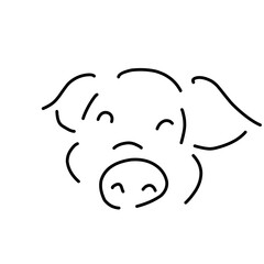 pig line vector illustration, isolated on white background